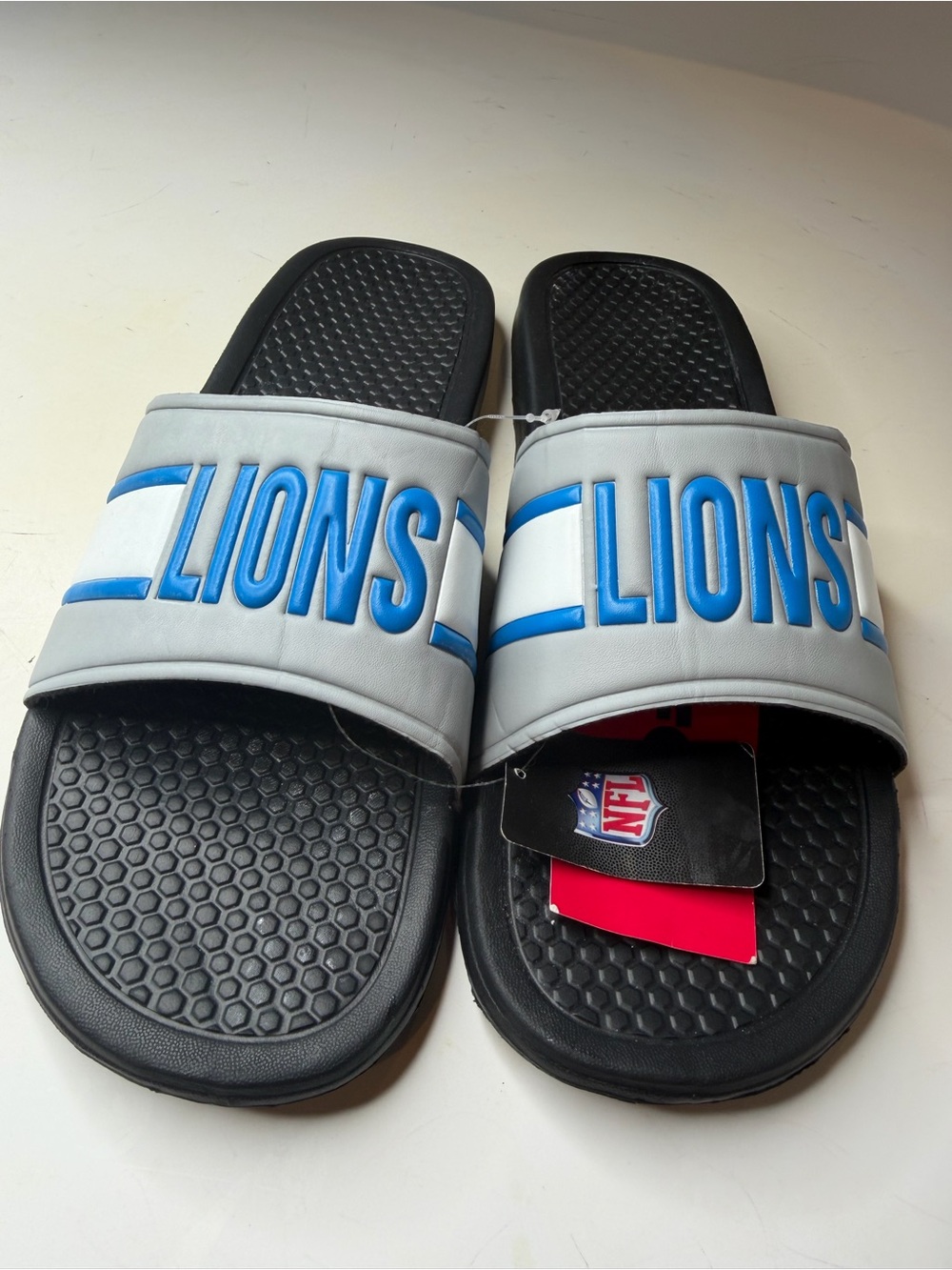 NFL Gray and Blue Lions Men's Slide Sandals